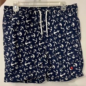Men’s Brooks Brothers Anchor Swim Trunks Navy & White size small